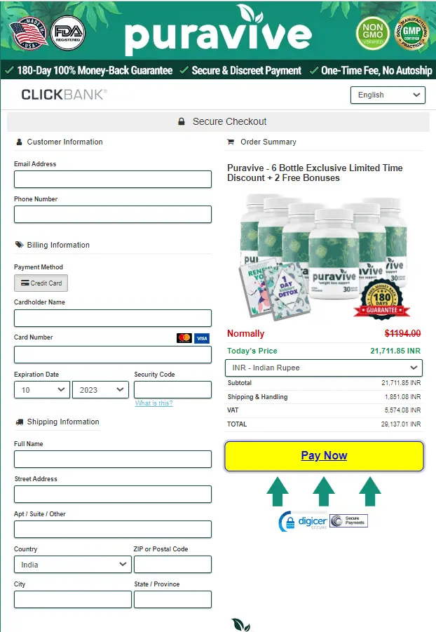 Puravive Checkout Page